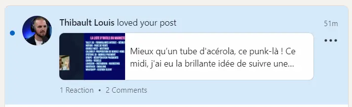 reaction de thibaut louis a mon post sur linkedin resumant sa masterclass sur le soloprenariat