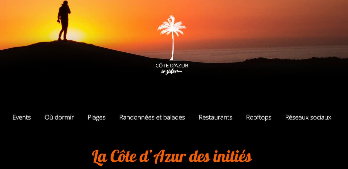 copie ecran de la page d'accueil du blog cote d'azur insider, une creation wild side communications